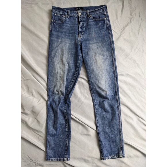 Gap Jeans Cigarette Blue Medium Wash High Rise Cotton Stretch Womens Size 30T - Picture 1 of 13